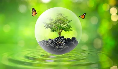 Concept Save the world save environment The world is in the grass of the gr.. Stock Photos