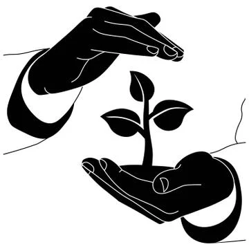 Concept of saving the earth, nature, ecology or two hands holding the world w Stock Illustration