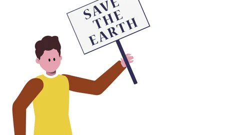 Concept of saving Earth. Young boy asking everyone to save Earth. Stock Footage 145643423