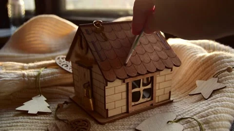 Concept of saving on the house in the new year. Stock Footage 219878480