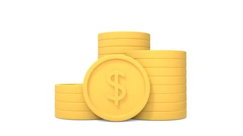 Concept saving money. 3D gold coin stack background. Saving and money growt.. イラスト素材