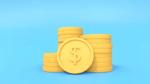 Concept saving money. 3D gold coin stack background. Saving and money growt.. Stock Illustration
