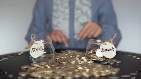 Concept of saving money for breast operation, great currency investment concept Stock Footage 146660151