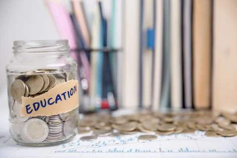 Concept to saving money income for study, Calculating student finance costs a Stock Photos