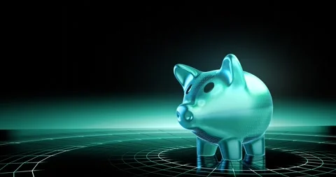 Concept of saving money using crypto money Stock Footage 256580382