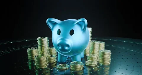 Concept of saving money using crypto money Stock Footage 256580428