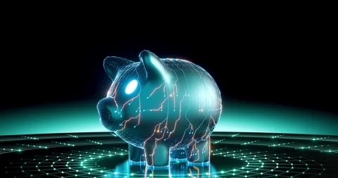 Concept of saving money using crypto money Stock Footage 256580430