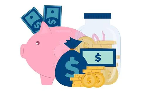 Concept of saving or accumulating money, investment. Stock Illustration
