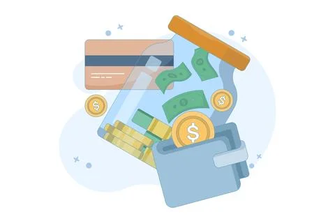 Concept of saving safely, achieving financial freedom goals Stock Illustration