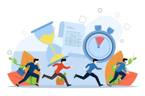 Concept of saving time, saving money. Piggy bank, time is money. Illustrazione stock