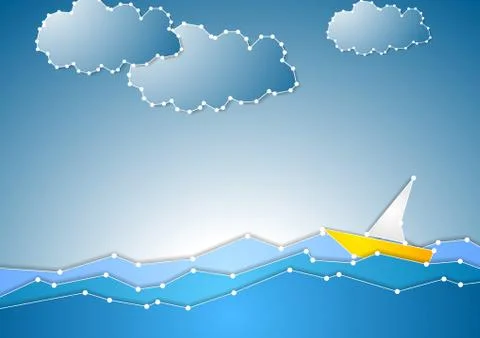 Concept schematic sea view background Illustrazione stock