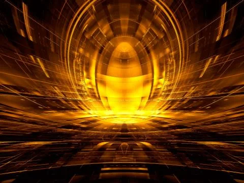 Concept sci fi golden background - abstract digitally generated 3d illustration Stock Illustration