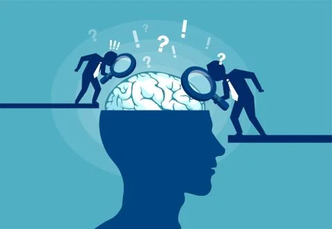 Concept of scientist exploring human brain Stock Illustration