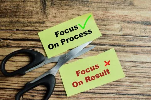 Concept of scissors focus on process and focus on result Stock Photos