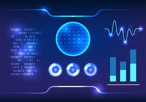 Concept of screen technology. showcases a central circle surrounded by dyna.. 스톡 일러스트