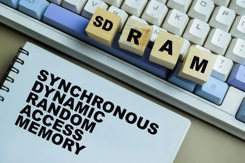 Concept of SDRAM - Synchronous Dynamic Random Access Memory on book Stock Photos