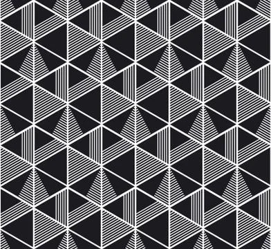 Concept seamless pattern with black and white geometry triangle. simple 3d il Illustrazione stock