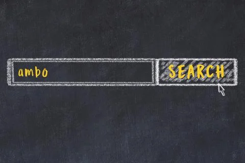 Concept of searching ambo. Chalk drawing of browser window and inscription 스톡 일러스트