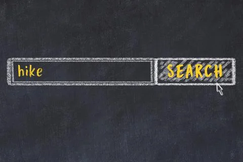 Concept of searching hike. Chalk drawing of browser window and inscription Stockillustratie