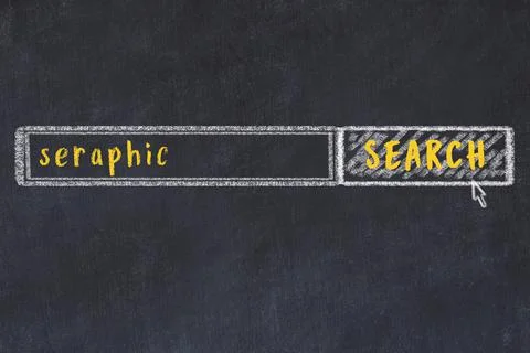 Concept of searching seraphic. Chalk drawing of browser window and inscriptio 库存照片
