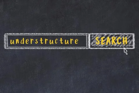 Concept of searching understructure. Chalk drawing of browser window and insc 写真素材