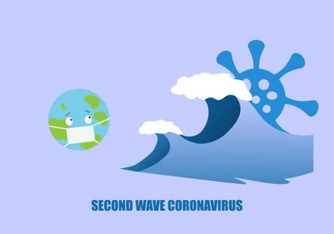 Concept of second wave coronavirus pandemic outbreak Illustrazione stock