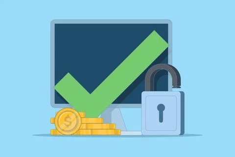The concept of secure access to an online money wallet Illustrazione stock