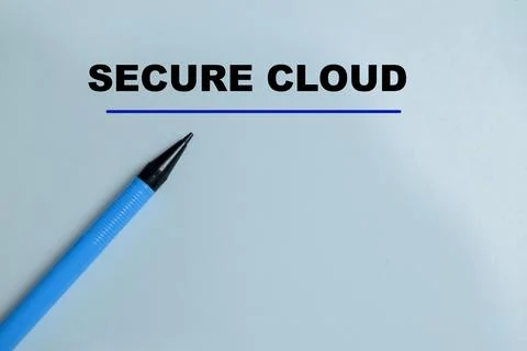 Concept of secure cloud write on book isolated on Wooden Table. 스톡 사진