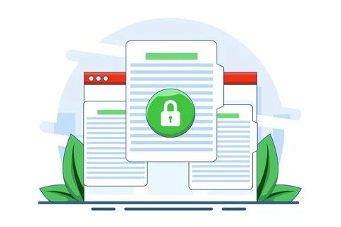 Concept of secure confidential online document access on laptop computer イラスト素材
