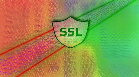 Concept of a secure connection screen with shield icon and letters SSL. Beaut Stock Photos