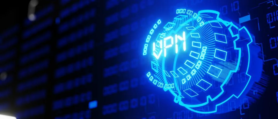 Concept of a secure Internet using VPN. Internet connection protection. Encry Stock Illustration