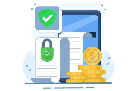 Concept of secure private key document for money as deposit slip agreement Stock Illustration