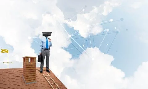 Concept of security and privacy protection with camera headed man Stock Illustration
