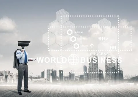 Concept of security and privacy protection with camera headed man Stock Illustration