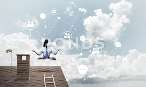 Concept of security and privacy protection with camera headed ma Stock Photos