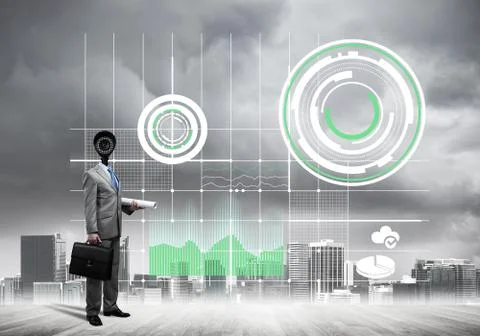 Concept of security and privacy protection with camera headed ma Stock Photos