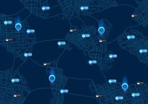 The concept of selecting a rental car on the map. Cars Stock Illustration