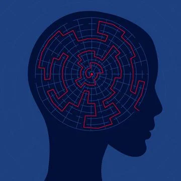 The concept of self-knowledge, the path to self. The road through the labyrinth Stockillustratie