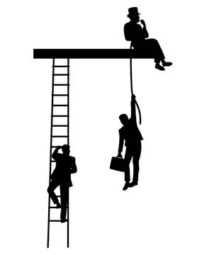 Concept of self-made individuals and those who rise through connections Illustrazione stock