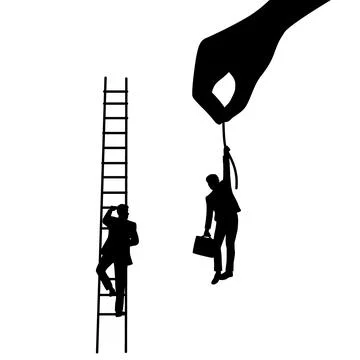 Concept of self-made individuals and those who rise through connections Stock Illustration