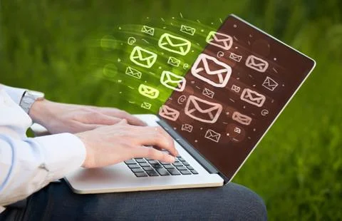 Concept of sending e-mails Stock Photos