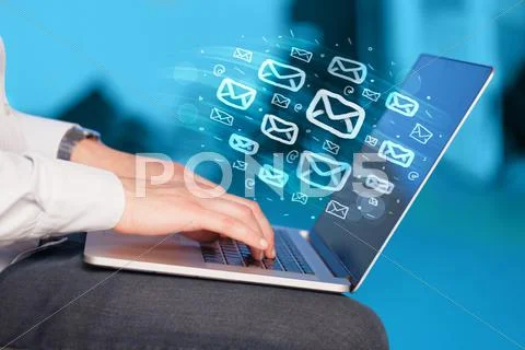 Concept of sending e-mails Stock Photos