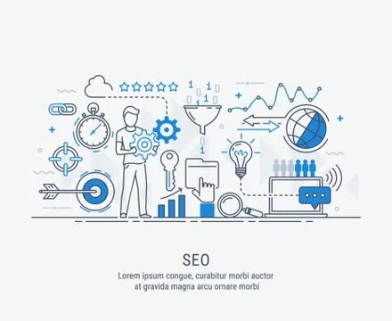 Concept seo optimization in search engine. Stock Illustration