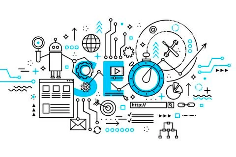 Concept seo optimization in search engine Illustrazione stock