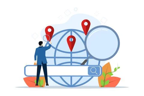 Concept of SEO, Search engine optimization and web analytics elements. Stockillustratie