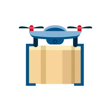 Concept, service Drone with a parcel box, for air delivery. Modern technology Stockillustratie