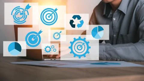 Concept of setting goals for growth for the future Stock Photos