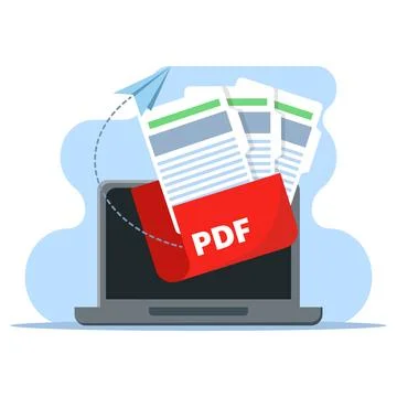 Concept of sharing or sending in PDF document file format. 스톡 일러스트
