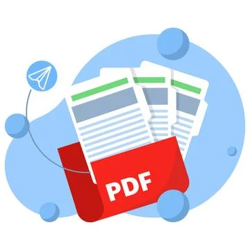 Concept of sharing or sending in PDF document file format. Stock Illustration