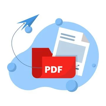 Concept of sharing or sending in PDF document file format. 스톡 일러스트